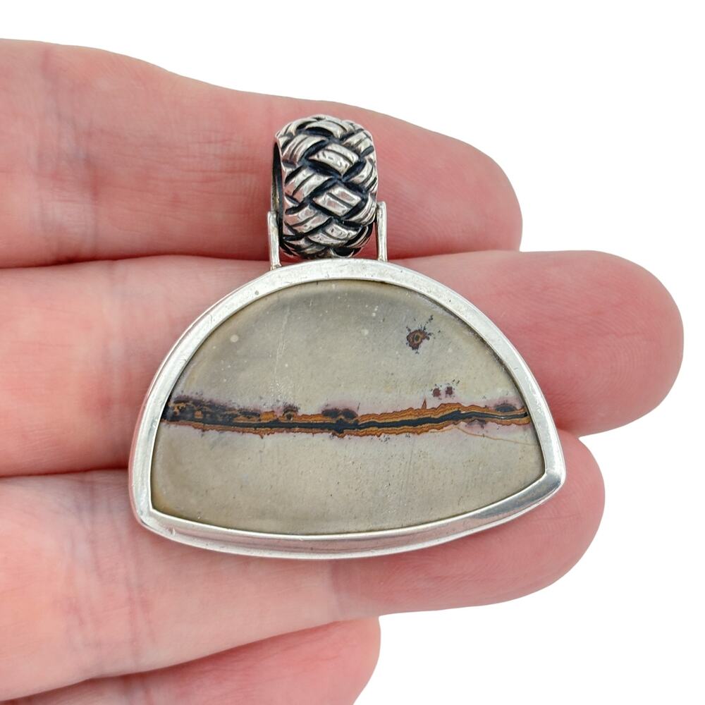 Vintage Sterling Silver 925 Landscape Jasper Pendant